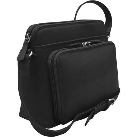 Leather Shoulder Handbag w/Side Organizer - Soft, Smooth w/RFID Blocking Lining - Picture 2 of 7